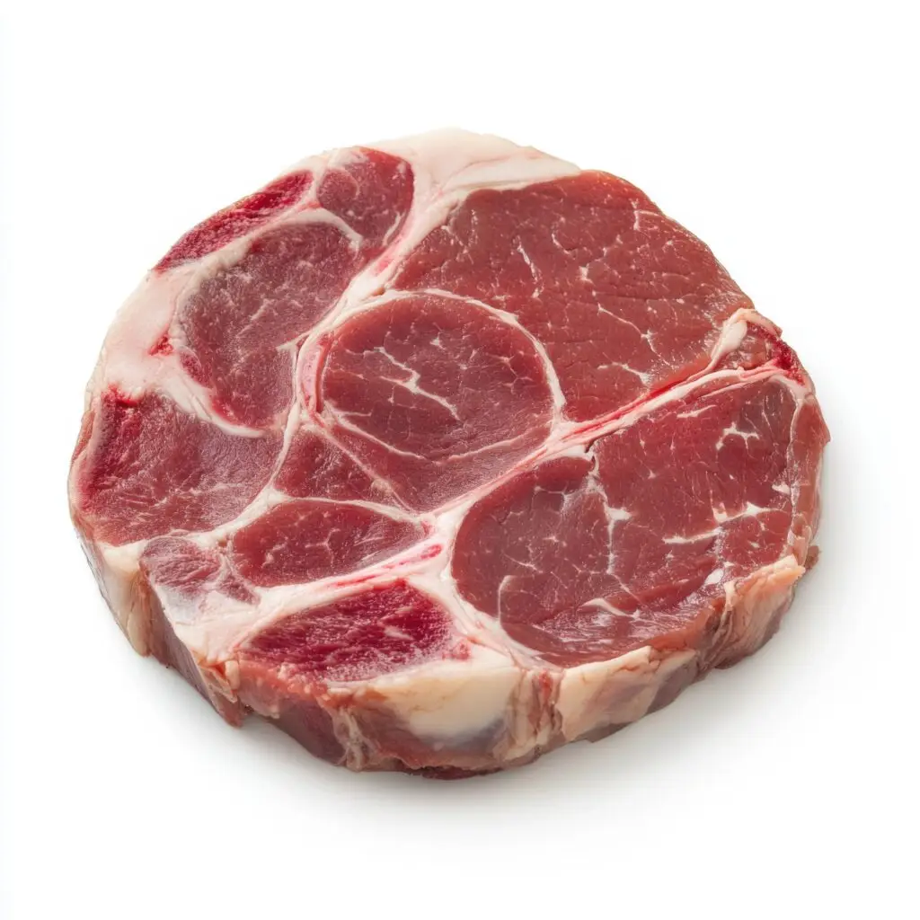 Raw pork neck chop meat isolated on white background cutout | PA Farm Link